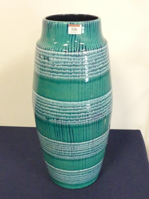 Lot 126 - A West German pottery vase, of ribbed ovoid...