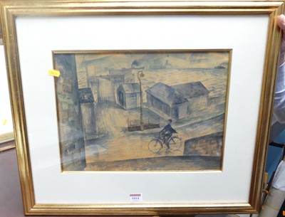 Lot 1014 - 20th century British school - Cyclist in High...