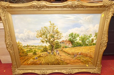 Lot 1039 - S E Jeffery - Harvest Time, oil on canvas,...