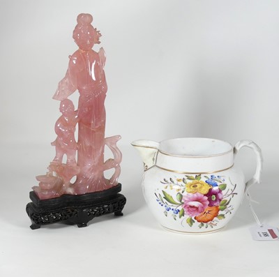 Lot 188 - A Chinese carved rose quartz figure of a...