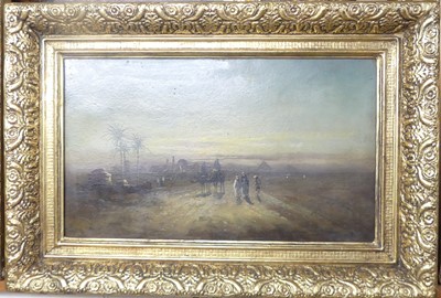 Lot 1074 - A. Clayton - Desert scene with travellers on...