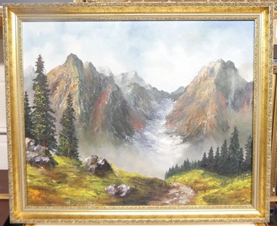 Lot 1052 - Coker (20th century) - Alpine landscape, oil...