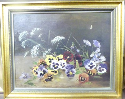 Lot 1078 - M Brooke - Wildflowers, oil on canvas, signed...