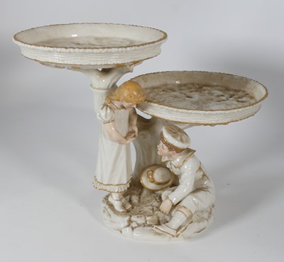 Lot 197 - A Royal Worcester porcelain two-tier stand in...