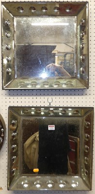 Lot 1154 - A pair of contemporary square wall mirrors,...