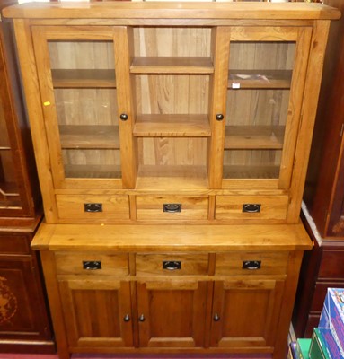 Lot 1177 - A contemporary joined blond oak kitchen...