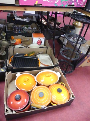 Lot 551 - A collection of Le Creuset enamelled cast iron...