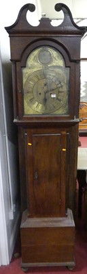 Lot 1186 - A circa 1800 oak longcase clock, the arched...