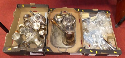 Lot 240 - Three boxes of silver plated wares to include...