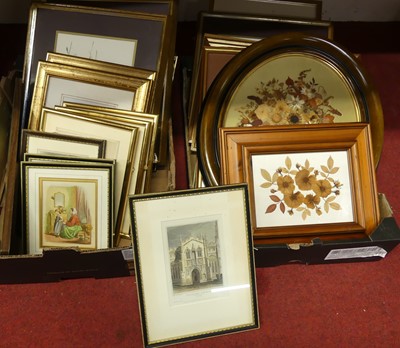 Lot 1088 - Two boxes of pictures and prints, to include...