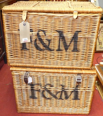 Lot 1064 - A pair of Fortnum & Mason wicker hampers, w.57cm