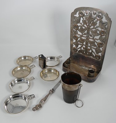 Lot 262 - A collection of silver and white metal items...