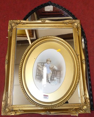 Lot 1095 - A gilt framed rectangular wall mirror, metal...