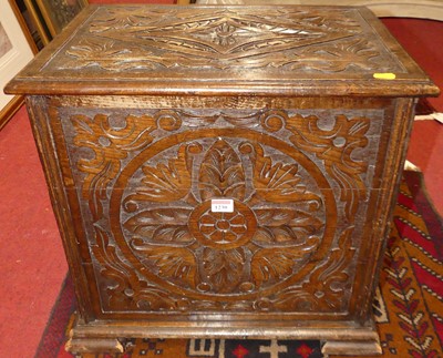 Lot 1230 - An early 20th century floral blind carved oak...