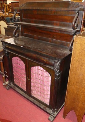 Lot 1255 - A William IV rosewood chiffonier, having twin...