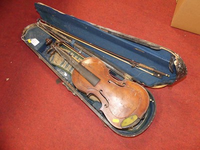 Lot 507 - A student's violin, having a two-piece maple...