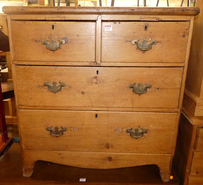 Lot 1270 - A 19th century rustic pine chest of two short...