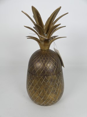 Lot 413 - A brass box in the form of a pineapple, height...