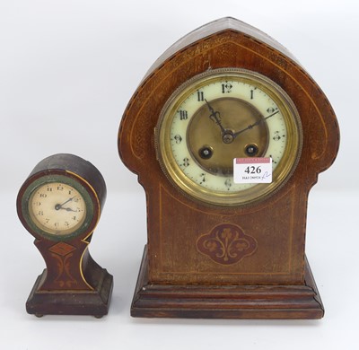 Lot 426 - An Edwardian  boxwood strung mantel clock, the...