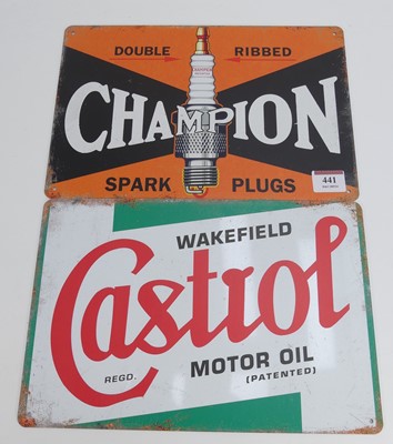 Lot 441 - Two tin advertising signs, one for Champion...