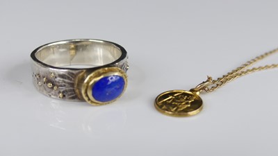 Lot 280 - A contemporary Arts & Crafts silver and lapis...