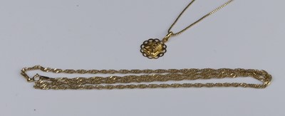 Lot 292 - Two modern 9ct gold neck chains, 5.5g;...