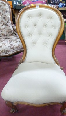 Lot 1312 - A mid-Victorian mahogany and cream fabric...