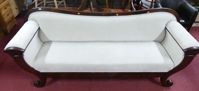 Lot 1324 - A mid-19th century mahgoany three-seater sofa,...