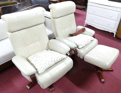 Lot 1326 - A pair of contemporary cream leather...