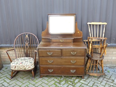 Lot 1407 - An Edwardian walnut swing mirrorback dressing...