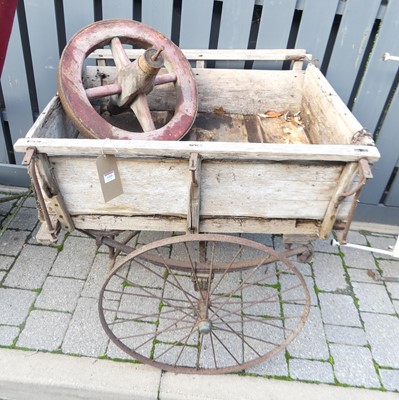 Lot 1410 - A planked pine and iron bound open cart