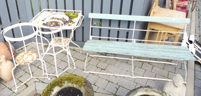 Lot 1414 - Early 20th century white painted iron garden...