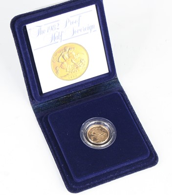 Lot 3225 - United Kingdom, 1982 gold proof half sovereign,...