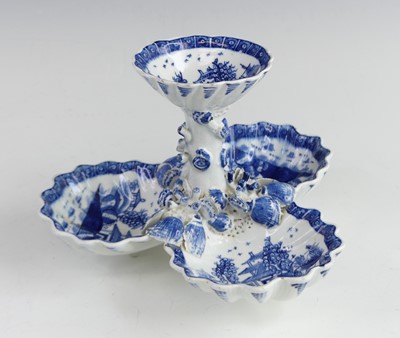 Lot 2054 - A Bow blue and white porcelain sweetmeat dish,...