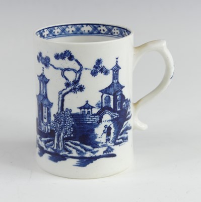 Lot 2062 - A Lowestoft blue and white porcelain tall mug,...