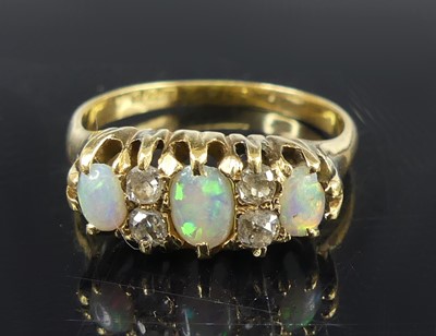 Lot 2693 - A Victorian 18ct yellow gold, opal and diamond...