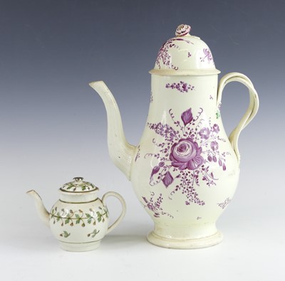 Lot 2072 - A Leeds creamware coffee pot, circa 1770, of...