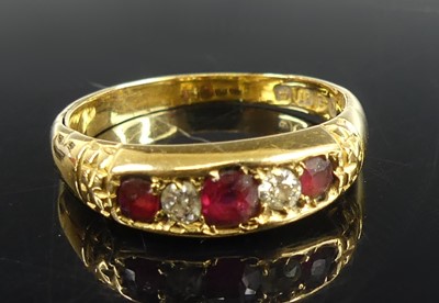 Lot 2698 - A Victorian 18ct yellow gold, ruby and diamond...