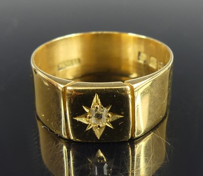 Lot 2719 - An 18ct yellow gold diamond set signet ring,...