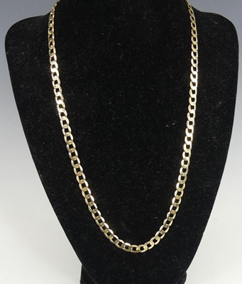 Lot 2724 - A yellow metal metric curblink chain, with...