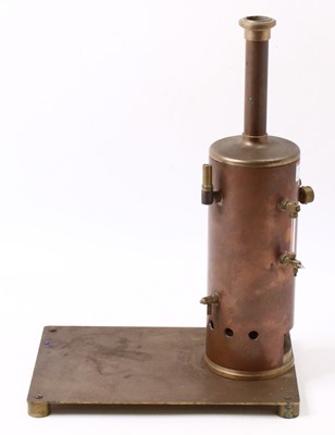 Lot 17 - A large brass and copper stationary boiler,...