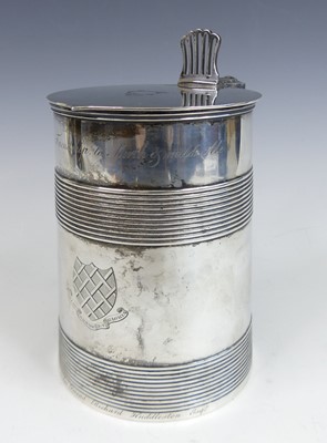 Lot 2187 - A George III silver lidded tankard, of...