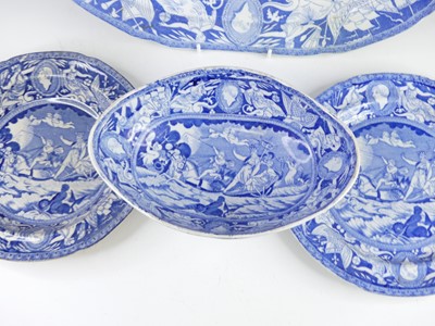 Lot 2046 - A blue and white pearlware meat dish, circa...