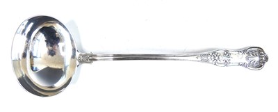 Lot 2196 - A Victorian silver soup ladle, in the Queens...