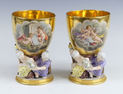 Lot 2095 - A pair of Berlin KPM porcelain goblets, 19th...