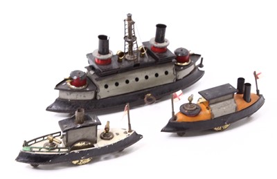 Lot 1990 - Hess Tinplate and clockwork 3 piece Battleship...