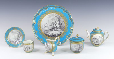 Lot 2104 - A Sevres style porcelain breakfast set, 19th...