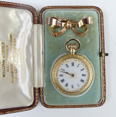 Lot 2669 - A continental lady's 18ct gold cased open face...