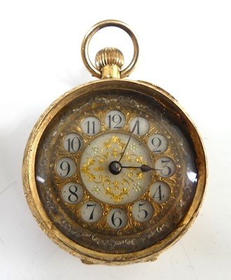 Lot 2675 - A lady's continental 18ct gold cased fob watch,...