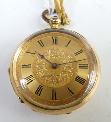 Lot 2677 - A continental 18ct gold cased fob watch,...